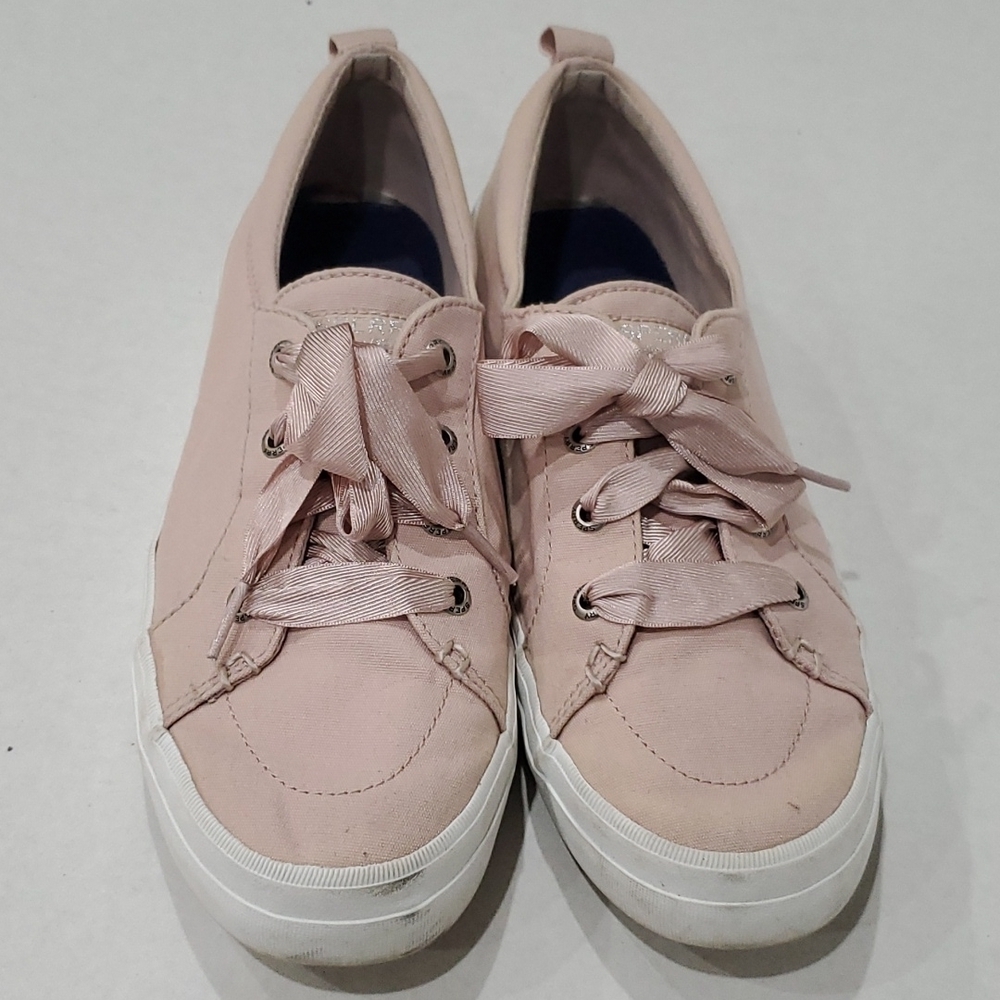 Pink Sperry Sneakers with Ribbon Laces Size 9.5